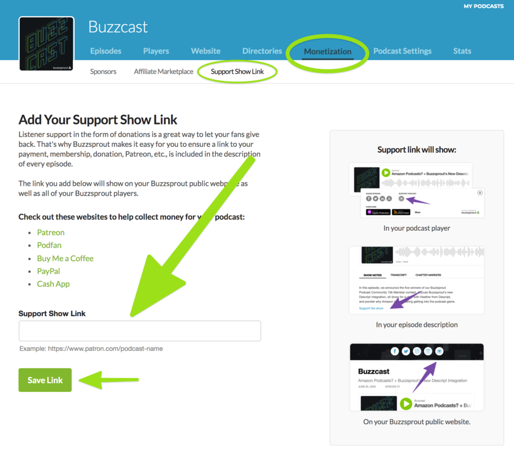 best podcast hosting buzzsprout monetization